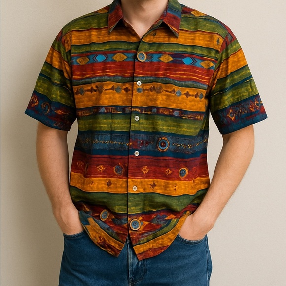 Vintage The Territory Ahead Casual Short Sleeve Button Front Shirt Men Size XL - Picture 1 of 6